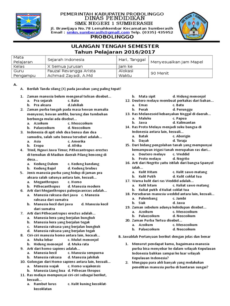 Ternyata Ada 7 Lembar Soal PAS Sejarah Peminatan Kelas 11 Semester 1 Siap Cetak