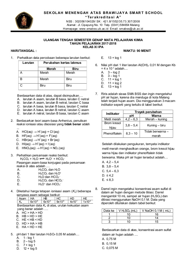 5 Bocoran Soal UAS Kimia Kelas 10 Semester 1 dan Jawabannya yang Wajib Kamu Kuasai Sebelum Ujian