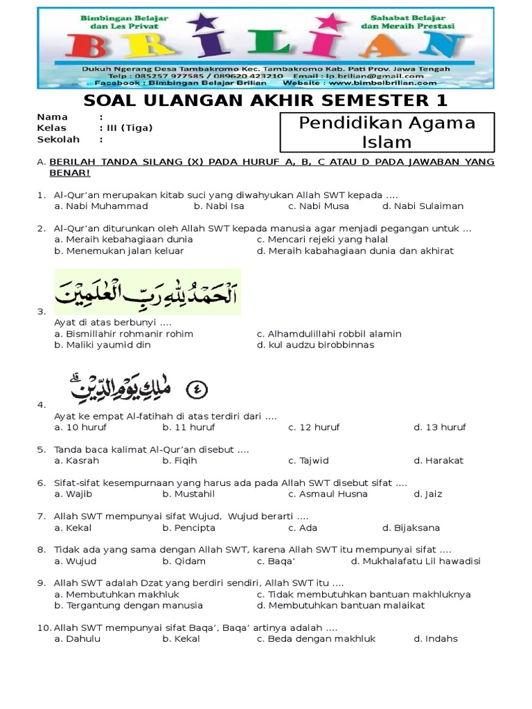5 Contoh Soal UTS Agama Kelas 3 SD Semester 1 yang Wajib Dikuasai Siswa di Tahun 2026