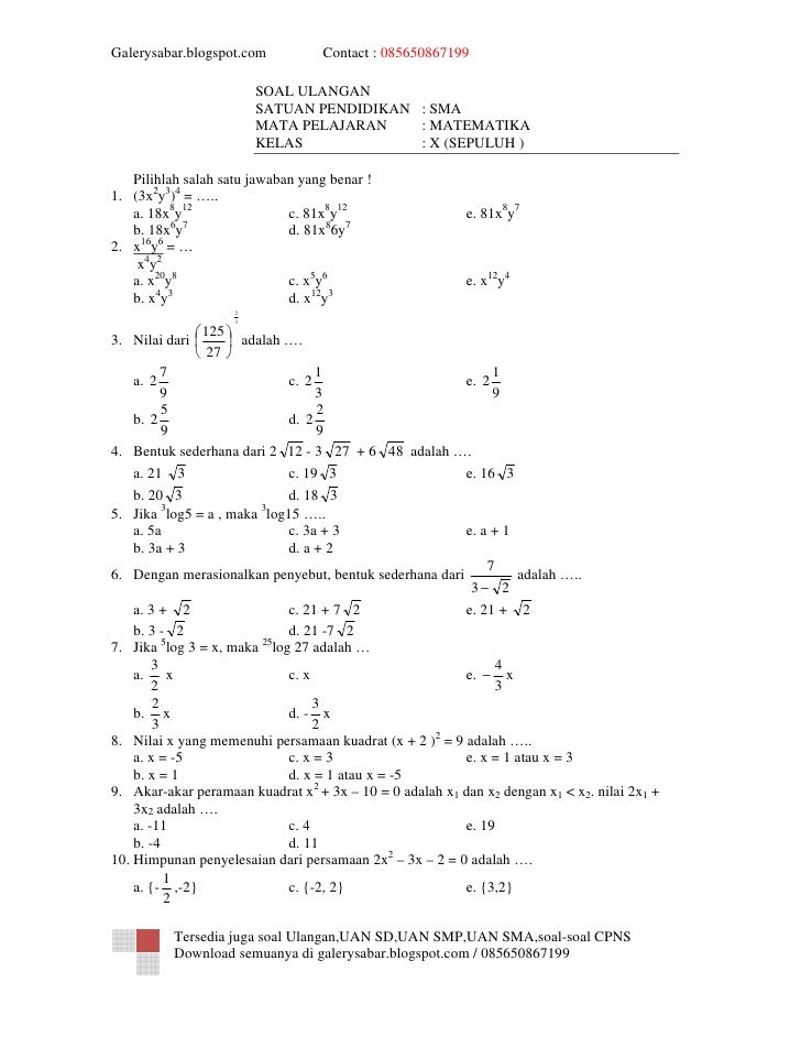 5 Fakta Mengejutkan Soal Matematika Wajib Kelas 10 Semester 1 Kurikulum 2013 yang Jarang Diketahui