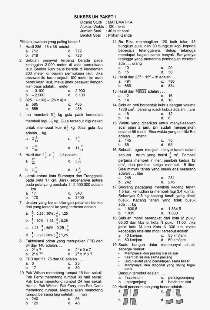 5 Rahasia Soal UAS Matematika Kelas 6 Semester 1 Juragan Les yang Wajib Kamu Kuasai