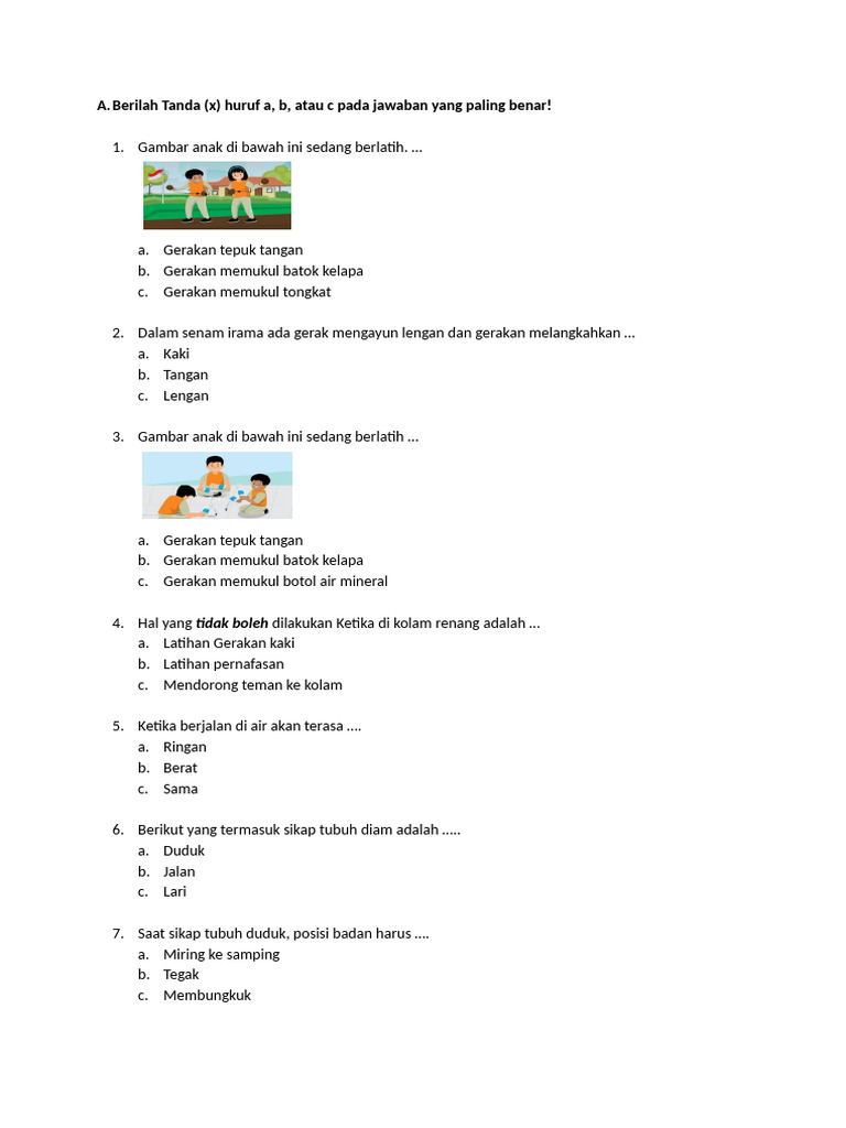 Soal Sas Pjok Sem 2 Kelas 1-1 PDF