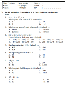 Latihan soal matematika kelas 4 Matematika kelas 4 sd Matematika sma