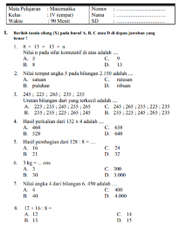 5 Soal Ujian Matimatika Kelas 4 SD yang Sering Salah, Ternyata Ini Trik Cepat Jawabnya 5 Soal Ujian Matimatika Kelas 4 SD yang Sering Salah, Ternyata Ini Trik Cepat Jawabnya