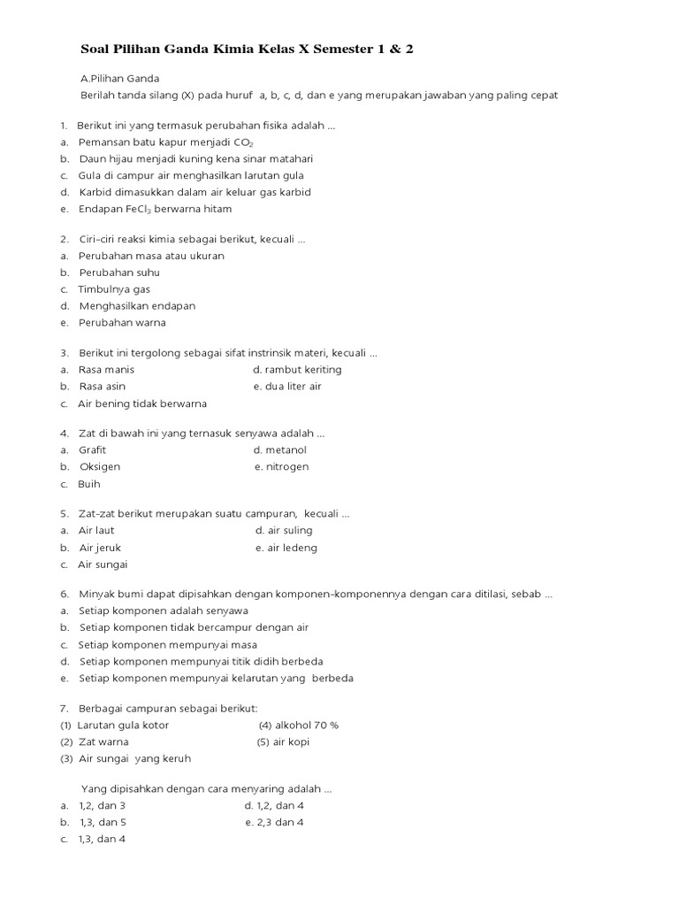 7 Bocoran Soal UTS Kimia Kelas X Semester 1 Kurikulum 2013 yang Wajib Kamu Kuasai Sebelum Terlambat