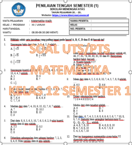 Soal Matematika Wajib Kelas 12 Semester 1 Dalchaebi