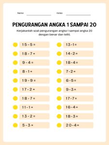 Soal Pengurangan Kelas 1 SD PDF