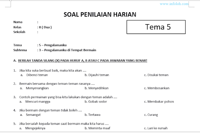 7 Contoh Soal Tema 5 Kelas 2 Semester 1 yang Terbukti Bikin Anak Paham Cepat