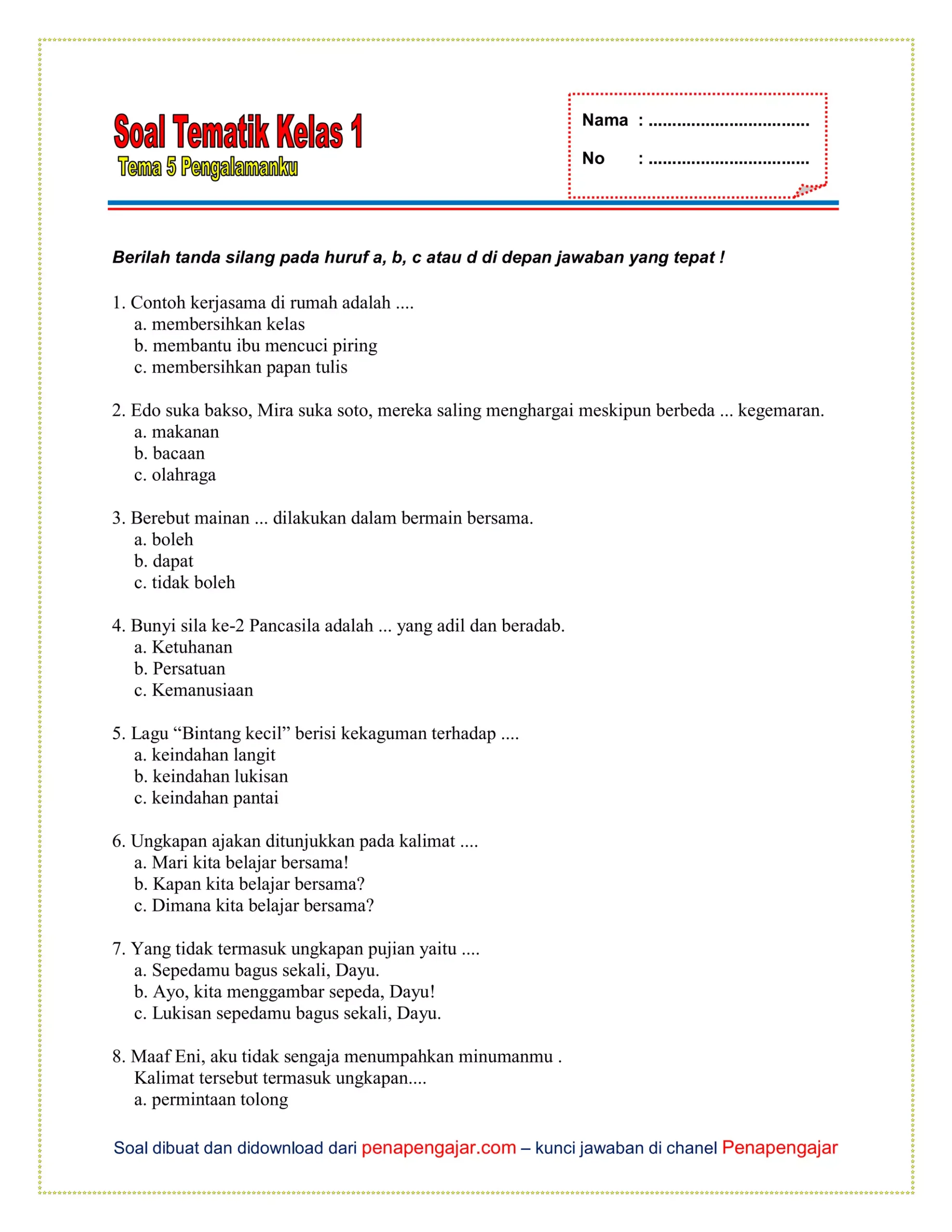 7 Rahasia Contoh Soal Tema 5 Kelas 1 Semester 2 di 2026 Sebelum Terlambat