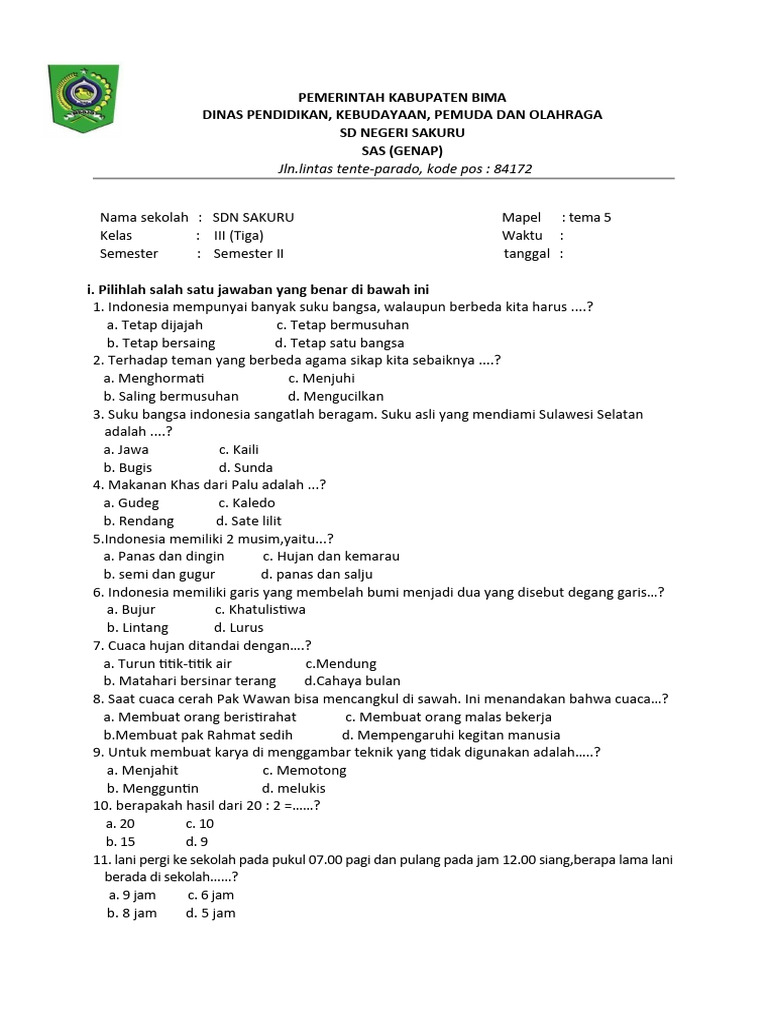 7 Rahasia Contoh Soal Tema 5 Kelas 3 Subtema 1 yang Wajib Diketahui Sebelum Ujian Dimulai