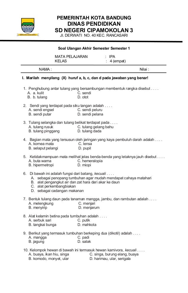 Contoh Soal Ujian IPA Kelas 4 SD yang Sering Muncul di STS Semester 1, Wajib Dipelajari Sebelum Terlambat