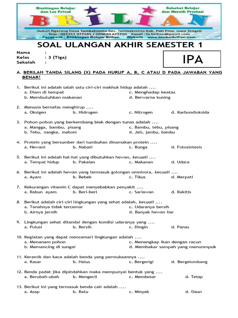 Memahami Dunia Sekitar Panduan Soal dan Kisi-Kisi IPA Kelas 3 SD