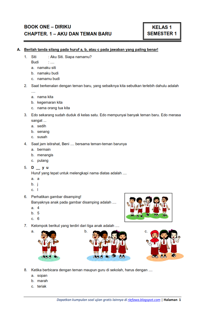 Terbukti Efektif! 5 Contoh Soal Tema 5 Kelas 1 SD Semester 1 yang Wajib Dikuasai Sekarang