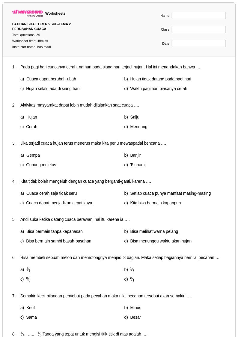 contoh soal tema 5 sub tema 2 kelas 1 contoh soal tema 5 sub tema 2 kelas 1