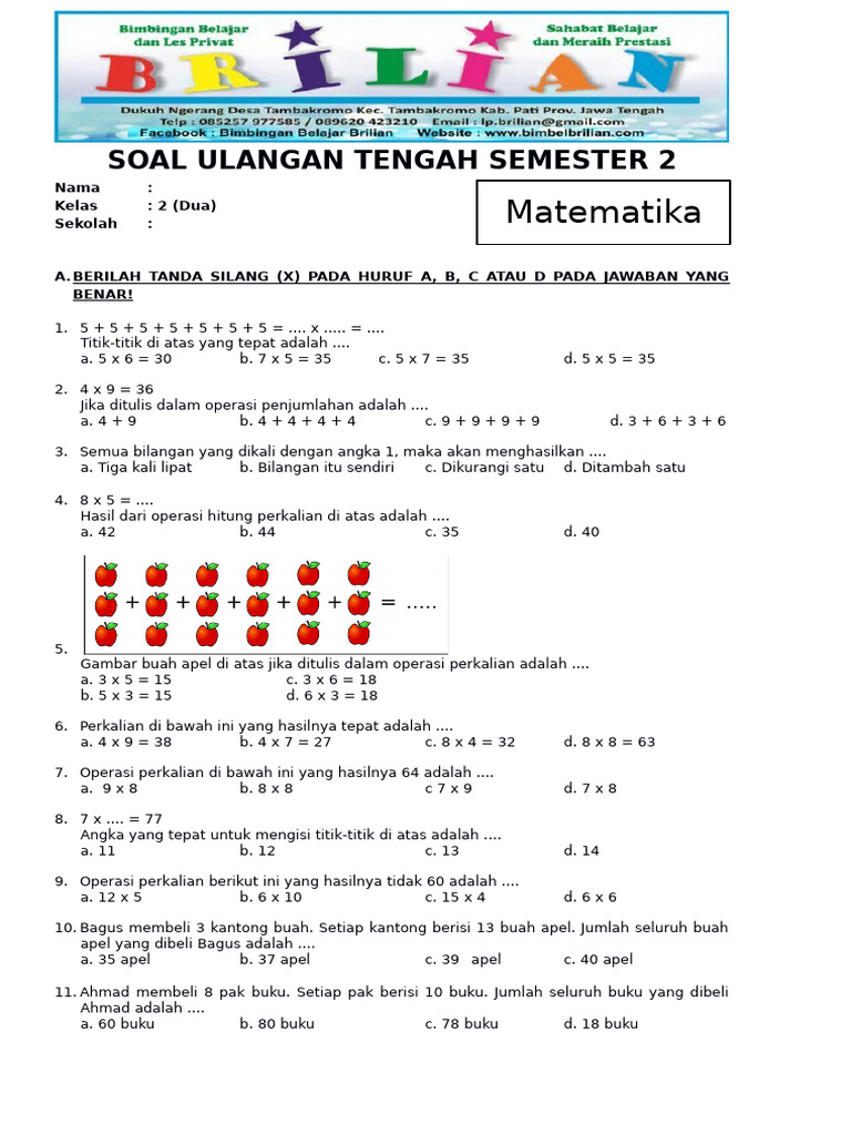 Rahasia 5 Contoh Soal Kelas 2 SD Semester 2 yang Bikin Anak Paham Matematika Sekarang
