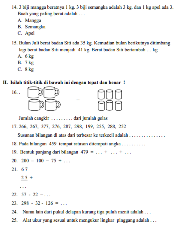 Wajib Tahu! Kumpulan Soal UAS Kelas 2 SD Semester 1 Tema 3 Agar Nilai Anak Sempurna