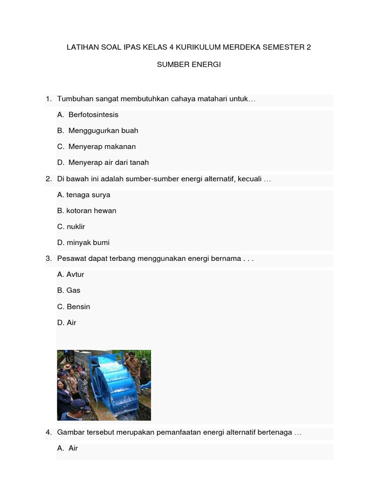 Rahasia Nilai Sempurna dengan Latihan Soal Tentang Energi Kelas 4 Semester 2 Doc Terbaru Rahasia Nilai Sempurna dengan Latihan Soal Tentang Energi Kelas 4 Semester 2 Doc Terbaru
