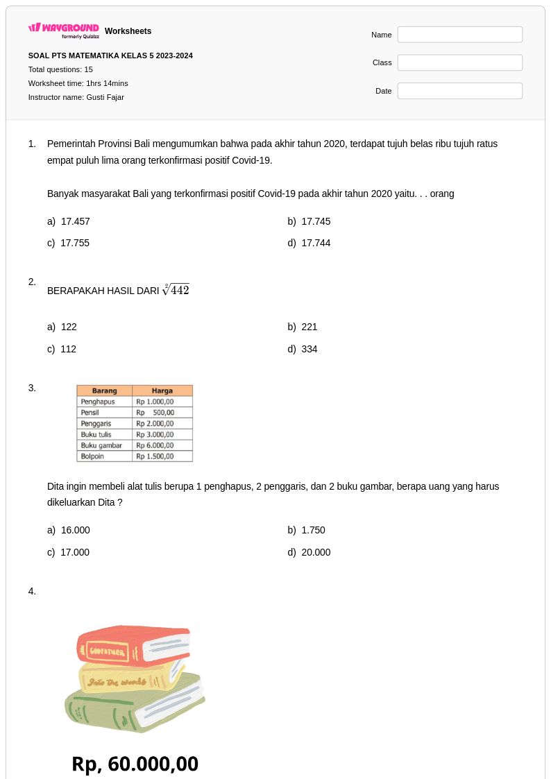 Rahasia Nilai Sempurna dengan Latihan Soal Ulangan Matematika Kelas 5 Semester 1 Perbandingan