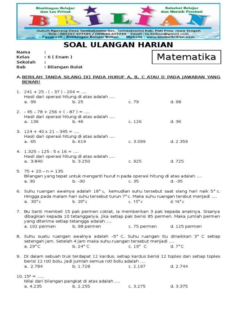Rahasia Nilai Sempurna dengan Latihan Soal Ulangan Matematika Kelas 6 Semester 1 Terbaru Rahasia Nilai Sempurna dengan Latihan Soal Ulangan Matematika Kelas 6 Semester 1 Terbaru