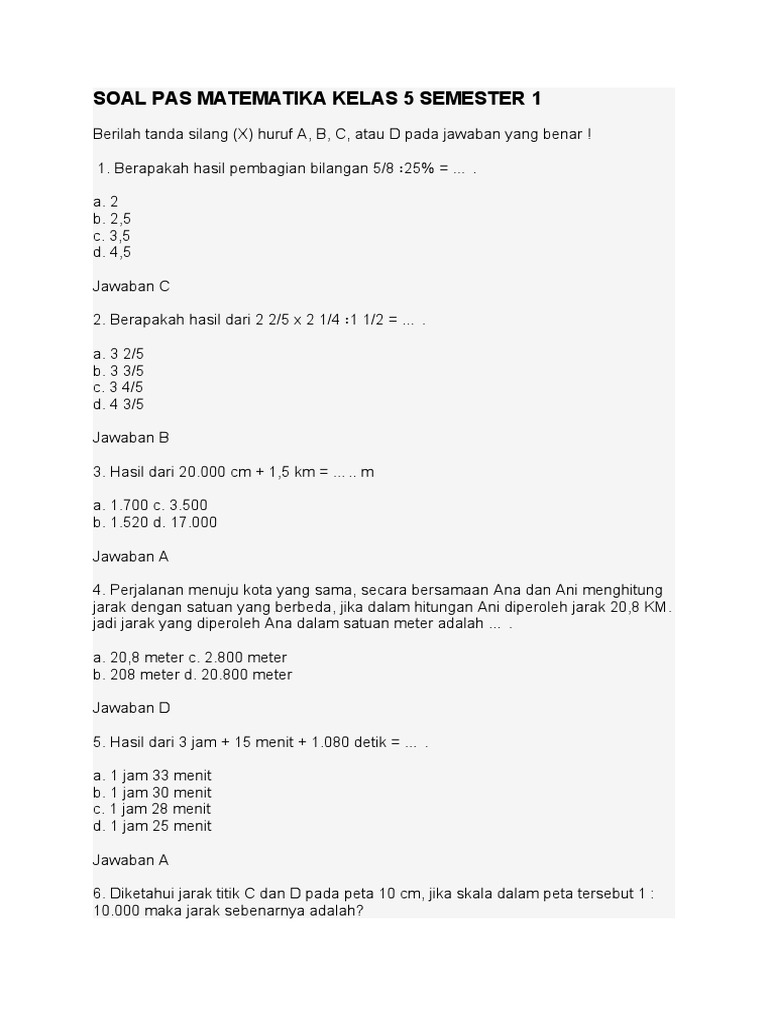 Rahasia Skor Sempurna dengan Latihan Soal Ulangan Matematika Kelas 5 Semester 1 Ini