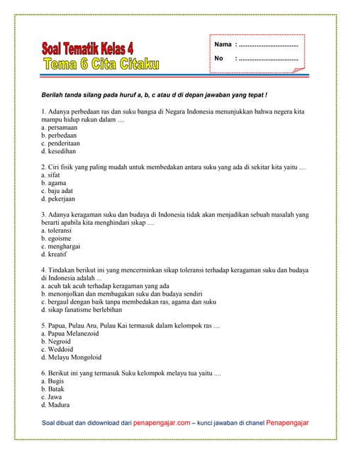 Wajib Tahu Rahasia Cara Menjawab Soal Tema6 Kelas 4 SD Agar Nilai Langsung Melonjak