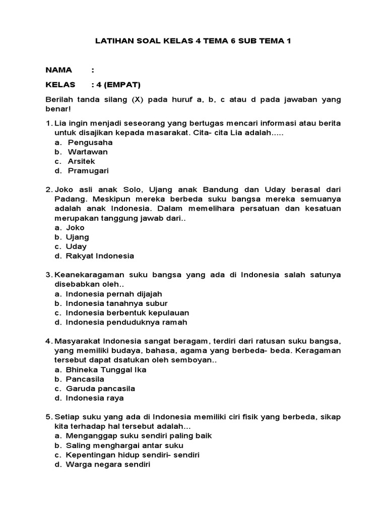 Wajib Tahu Rahasia Menjawab Soal Tema Kelas 4 Tema 6 Agar Nilai Langsung Melejit